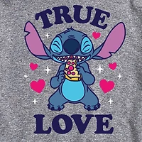 Mens Crew Neck Short Sleeve Lilo & Stitch Valentine's Day T-Shirt