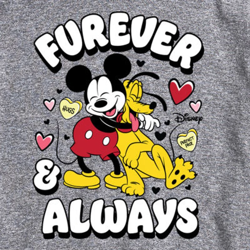 Mens Crew Neck Short Sleeve Mickey Mouse Valentine's Day T-Shirt