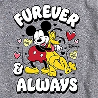 Mens Crew Neck Short Sleeve Mickey Mouse Valentine's Day T-Shirt