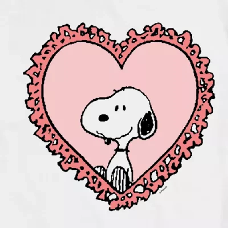 Mens Crew Neck Short Sleeve Peanuts Valentine's Day T-Shirt