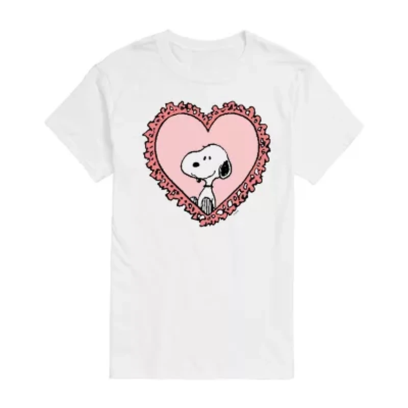 Mens Crew Neck Short Sleeve Peanuts Valentine's Day T-Shirt