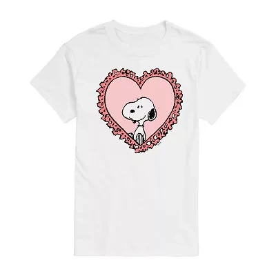 Mens Crew Neck Short Sleeve Peanuts Valentine's Day T-Shirt