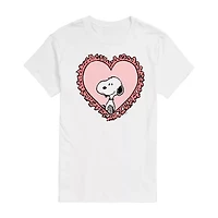 Mens Crew Neck Short Sleeve Peanuts Valentine's Day T-Shirt