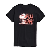 Mens Crew Neck Short Sleeve Peanuts Valentine's Day T-Shirt
