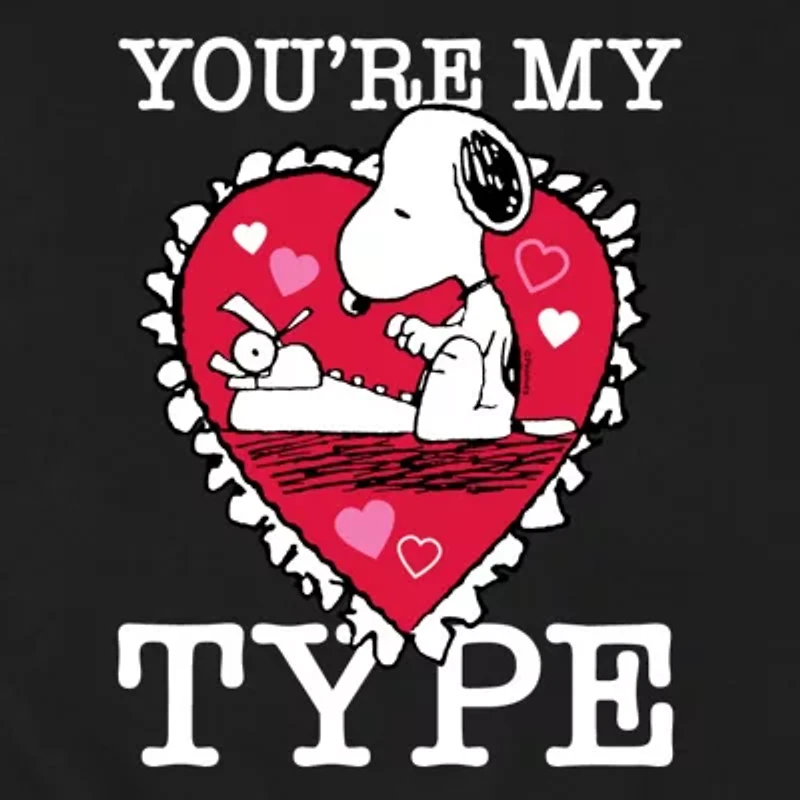 Mens Crew Neck Long Sleeve Peanuts Valentine's Day Sweatshirt