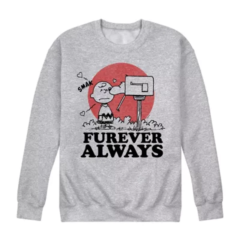 Mens Crew Neck Long Sleeve Peanuts Valentine's Day Sweatshirt