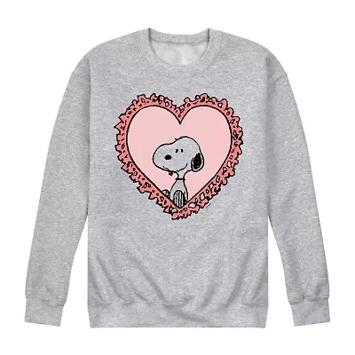Mens Crew Neck Long Sleeve Peanuts Valentine's Day Sweatshirt
