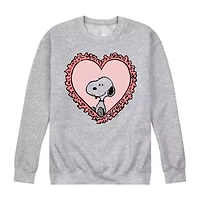 Mens Crew Neck Long Sleeve Peanuts Valentine's Day Sweatshirt