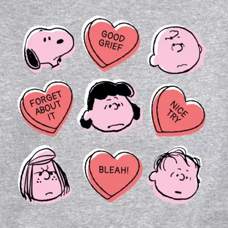 Mens Crew Neck Long Sleeve Peanuts Valentine's Day Sweatshirt