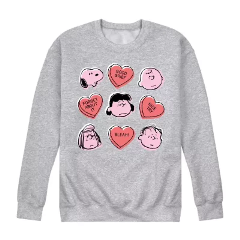 Mens Crew Neck Long Sleeve Peanuts Valentine's Day Sweatshirt