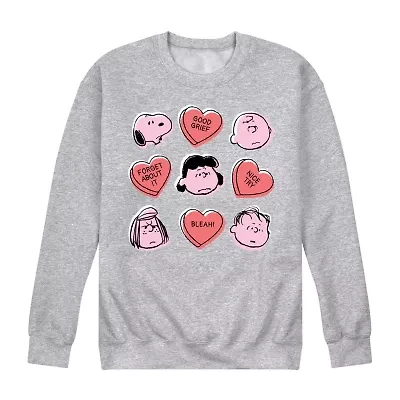 Mens Crew Neck Long Sleeve Peanuts Valentine's Day Sweatshirt