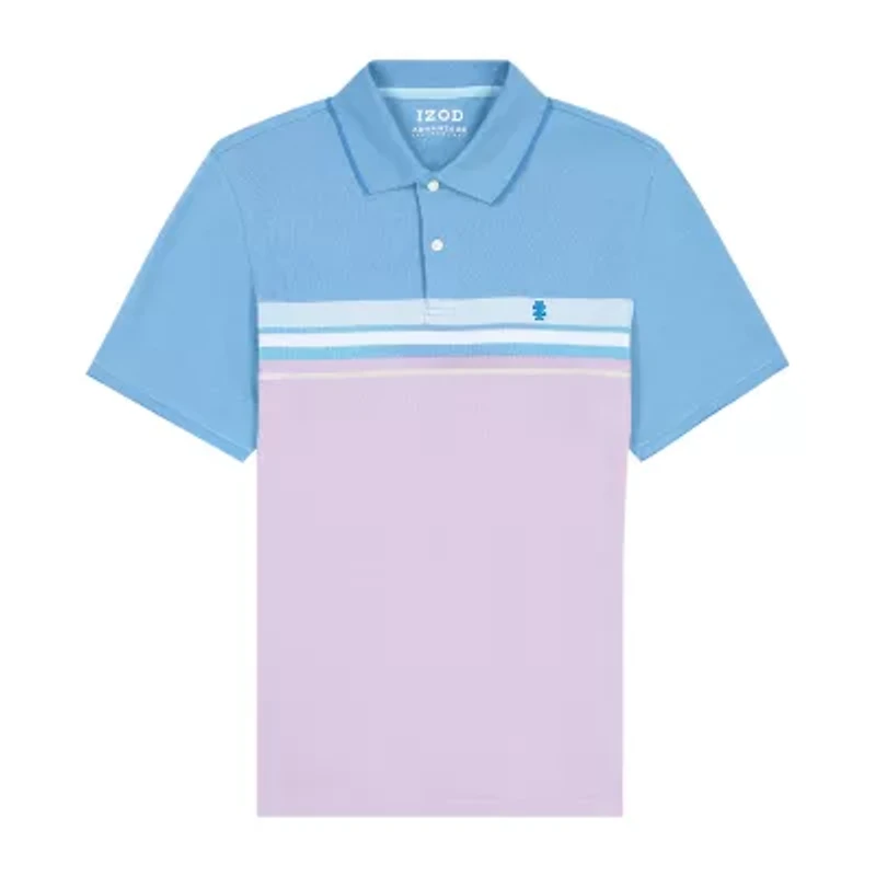 IZOD Advantage Performance Stripe Mens Regular Fit Short Sleeve Polo Shirt