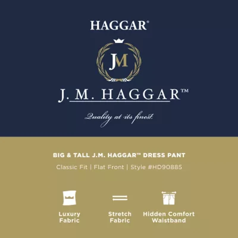 Haggar JMH Sharkskin Mens Classic Fit Big and Tall Dress Flat Front Pant