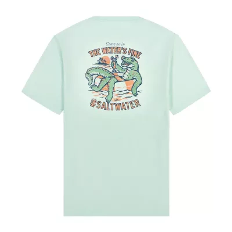 IZOD Saltwater Mens Crew Neck Short Sleeve Classic Fit Big and Tall Graphic T-Shirt
