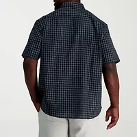 Haggar Linen Blend Mens Short Sleeve Regular Fit Big and Tall Button-Down Shirt
