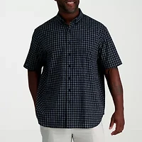Haggar Linen Blend Mens Short Sleeve Regular Fit Big and Tall Button-Down Shirt