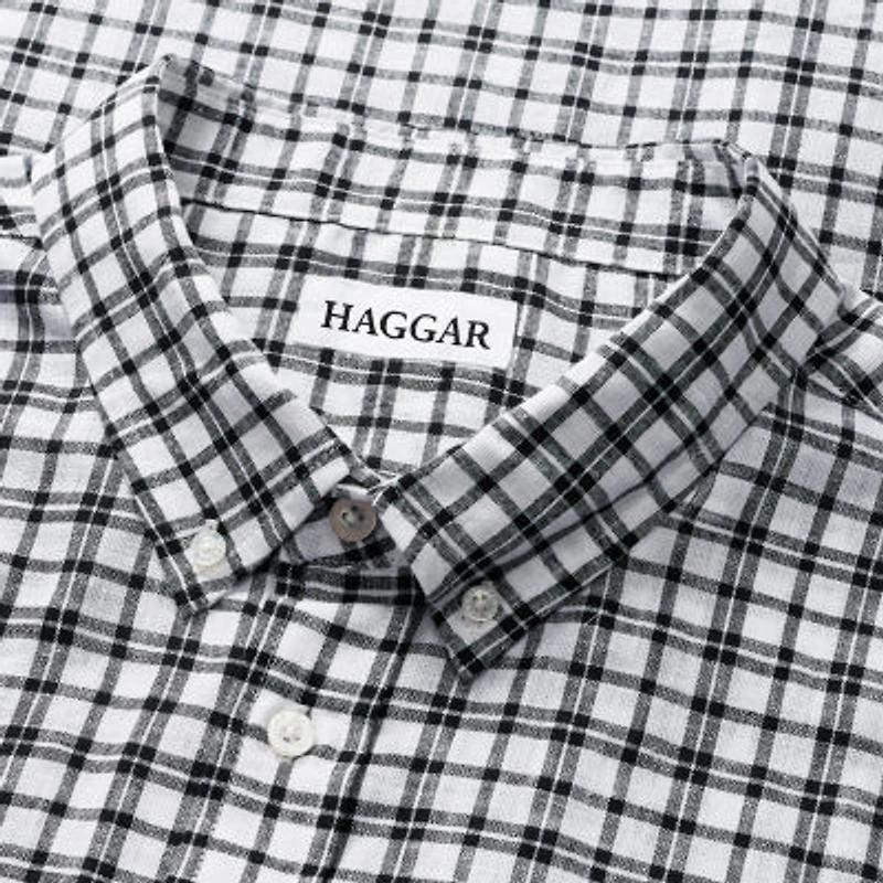 Haggar Linen Blend Mens Short Sleeve Regular Fit Big and Tall Button-Down Shirt