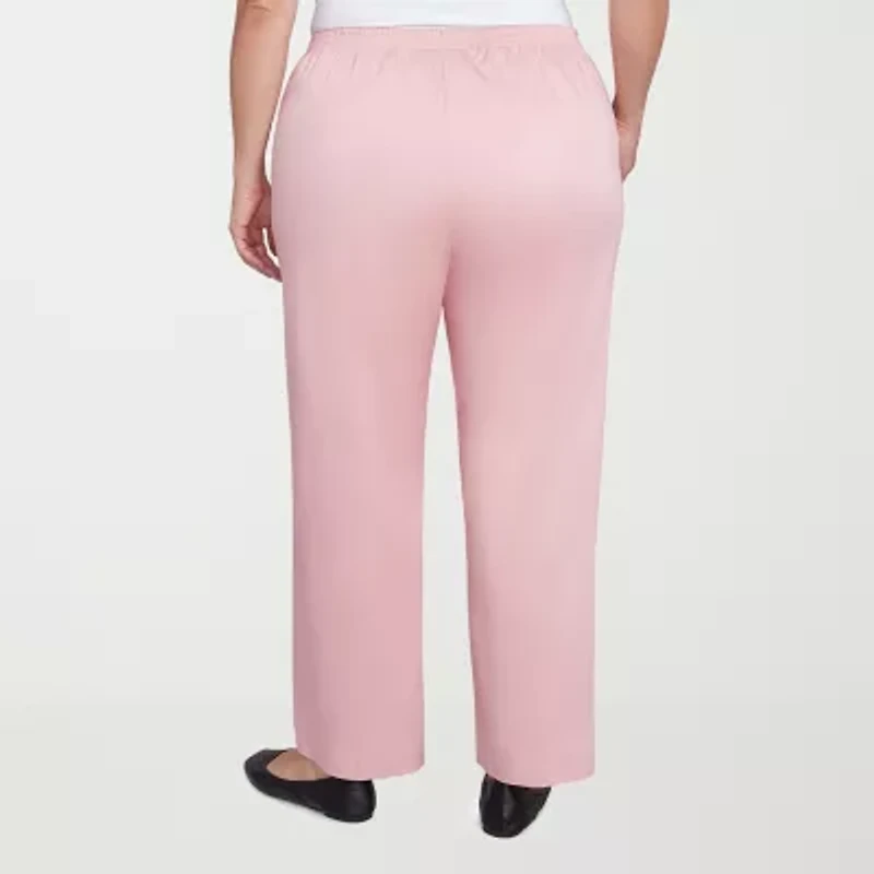 Alfred Dunner Coming Up Roses Womens Plus Straight Mid Rise Pull-On Pant