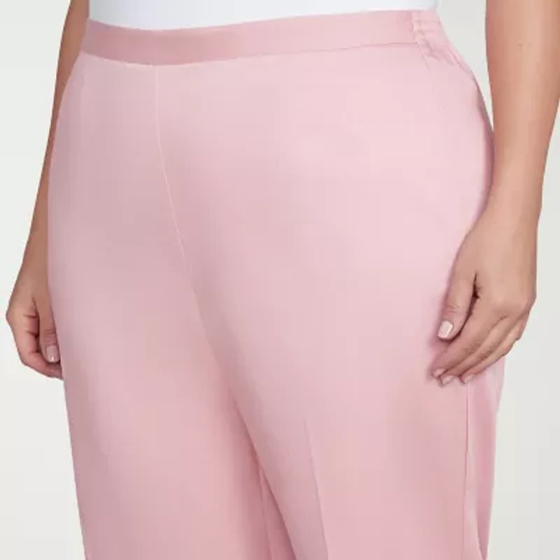 Alfred Dunner Coming Up Roses Womens Plus Straight Mid Rise Pull-On Pant