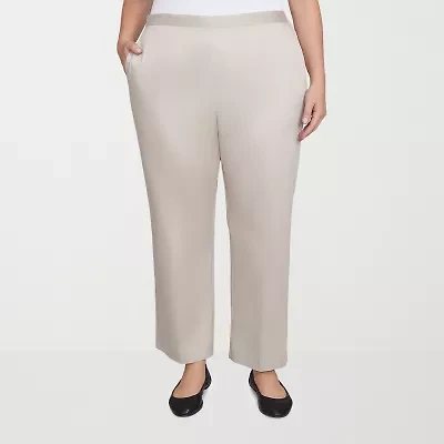 Alfred Dunner Coming Up Roses Womens Straight Mid Rise Plus Pull-On Pant