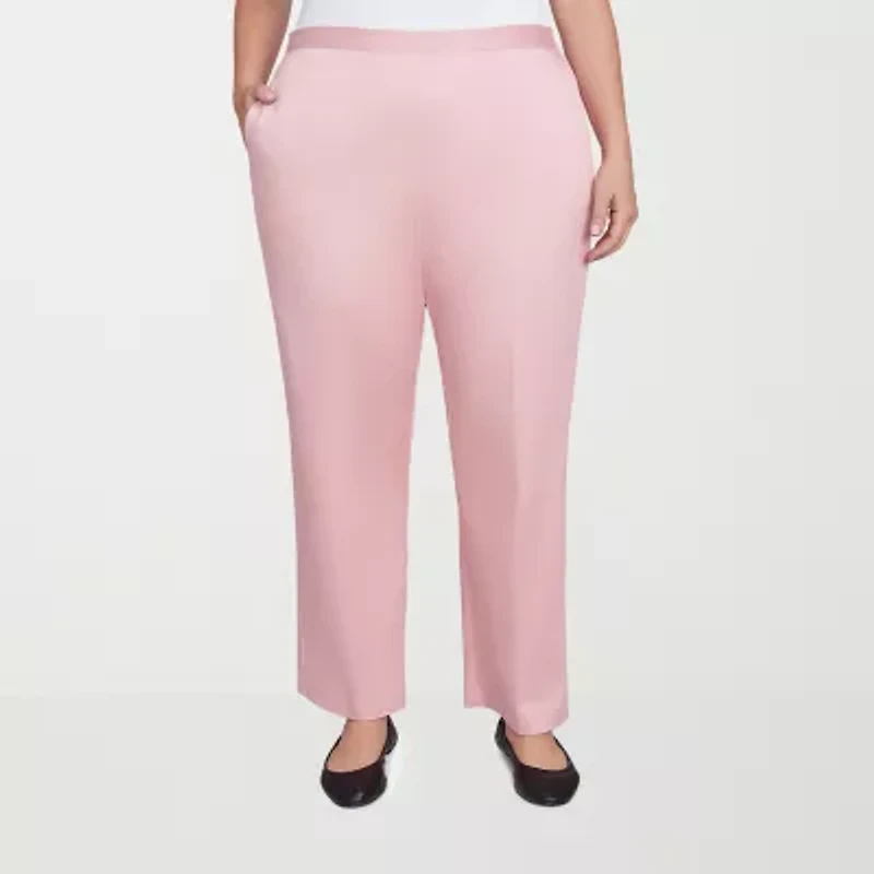 Alfred Dunner Coming Up Roses Womens Plus Straight Mid Rise Pull-On Pant