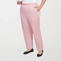 Alfred Dunner Coming Up Roses Womens Plus Straight Mid Rise Pull-On Pant