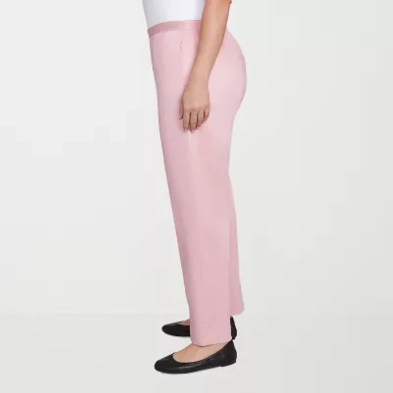 Alfred Dunner Coming Up Roses Womens Plus Straight Mid Rise Pull-On Pant