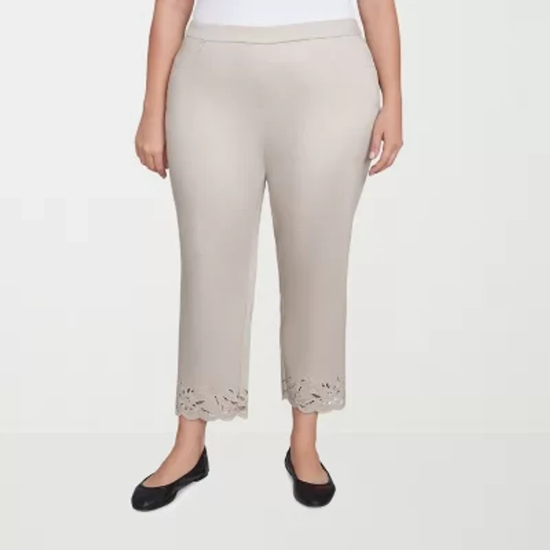 Alfred Dunner Coming Up Roses Womens Straight Mid Rise Plus Ankle Pant