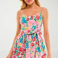 B. Smart Womens Sleeveless Floral Juniors Fit + Flare Dress