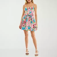 B. Smart Womens Sleeveless Floral Juniors Fit + Flare Dress