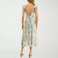 B. Smart Womens Juniors Sleeveless Floral Midi Fit + Flare Dress