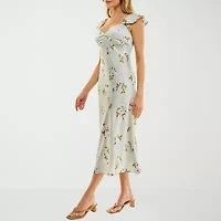 B. Smart Womens Juniors Sleeveless Floral Midi Fit + Flare Dress