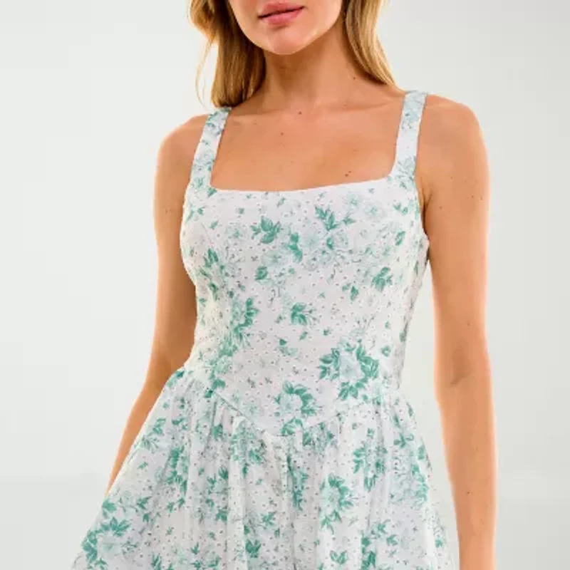 B. Smart Dropwaist Womens Sleeveless Eyelet Juniors Fit + Flare Dress