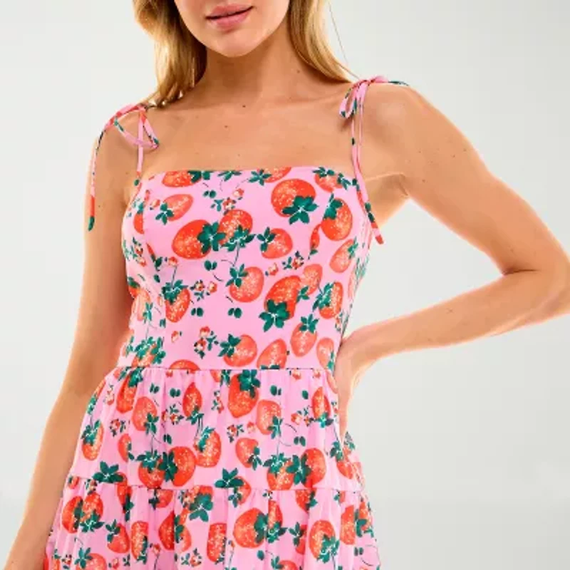 B. Smart Womens Sleeveless Floral Juniors Fit + Flare Dress
