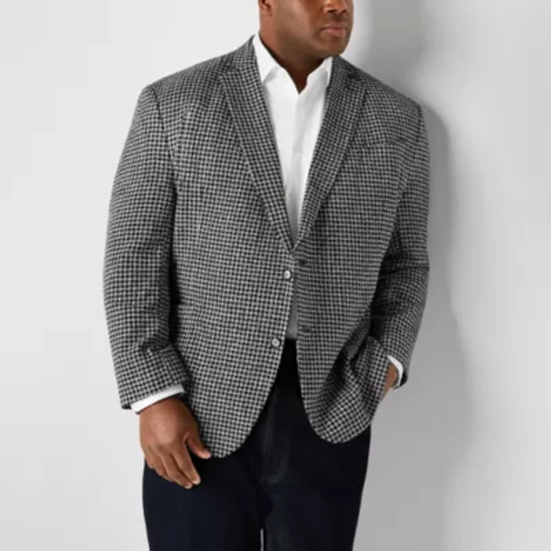 Stafford Mens Big and Tall Plaid Sport Coat