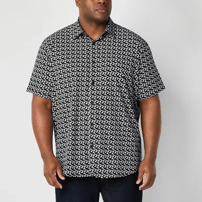 Shaquille O'Neal XLG Mens Short Sleeve Regular Fit Big and Tall Button-Down Shirt