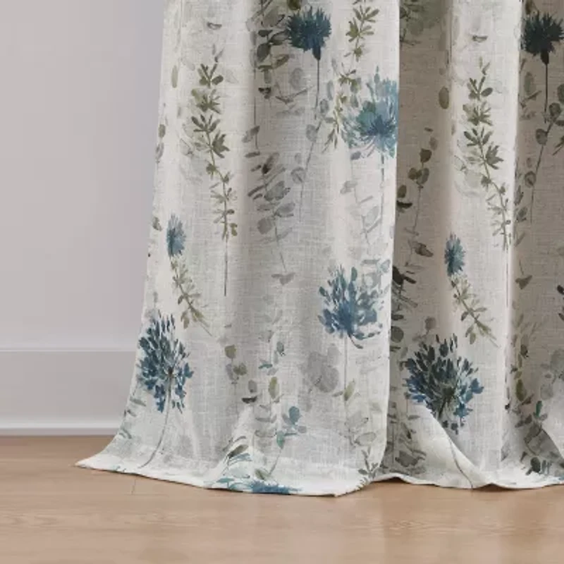 Martha Stewart Westchester Print Grommet Top Blackout Single Curtain Panel