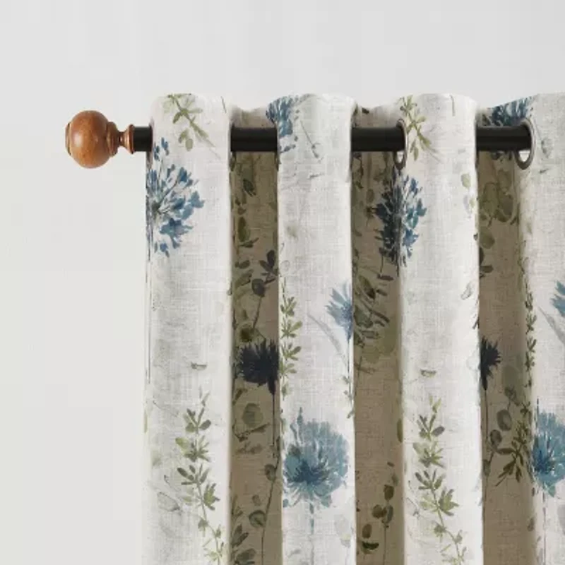 Martha Stewart Westchester Print Grommet Top Blackout Single Curtain Panel
