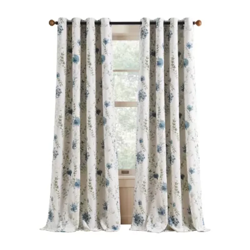 Martha Stewart Westchester Print Grommet Top Blackout Single Curtain Panel