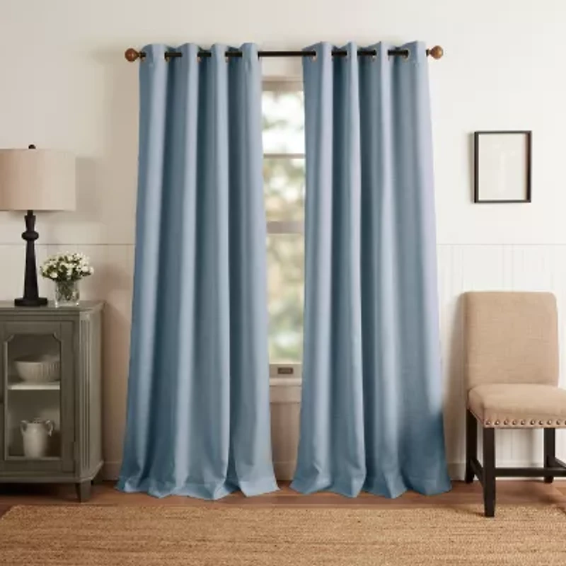 Martha Stewart Westchester Solid Grommet Top Blackout Single Curtain Panel