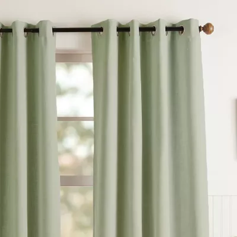 Martha Stewart Westchester Solid Grommet Top Blackout Single Curtain Panel
