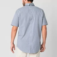 St. John's Bay Poplin Mens Easy-on + Easy-off Seated Wear Short Sleeve Classic Fit Button-Down Shirt