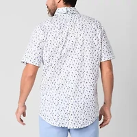 St. John's Bay Poplin Mens Easy-on + Easy-off Seated Wear Short Sleeve Classic Fit Button-Down Shirt