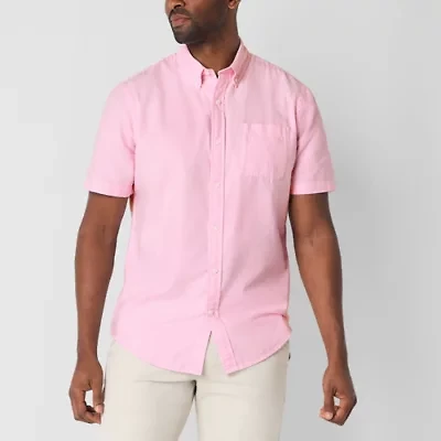 St. John's Bay Performance Oxford Mens Short Sleeve Classic Fit Button-Down Shirt