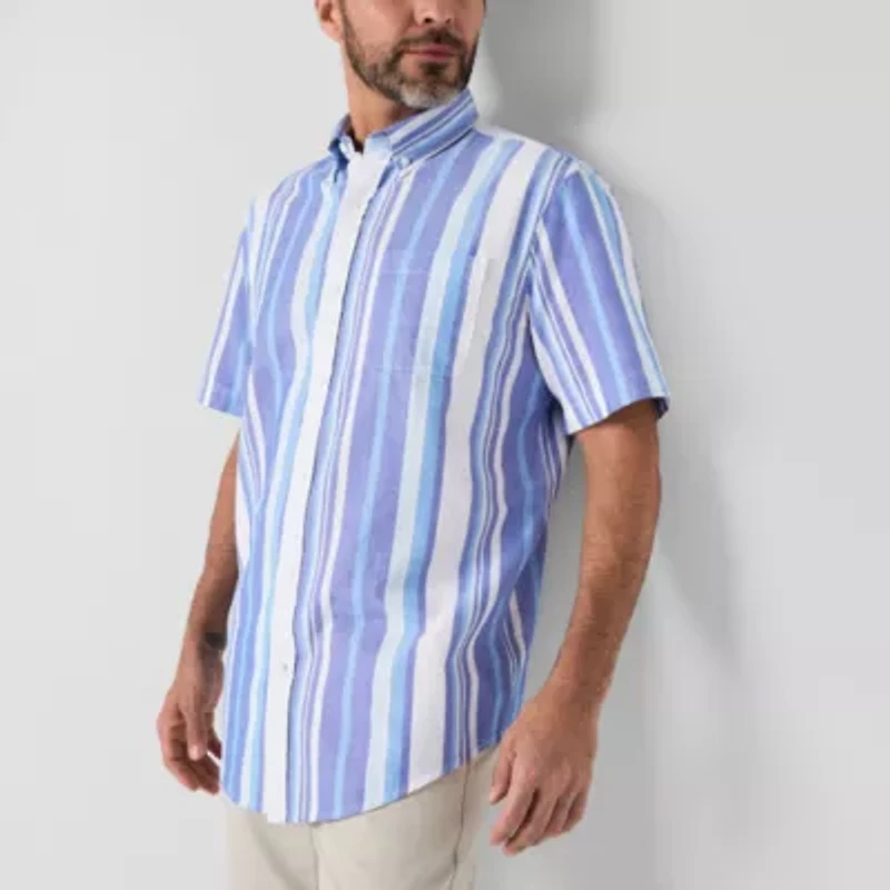St. John's Bay Performance Oxford Mens Short Sleeve Classic Fit Button-Down Shirt