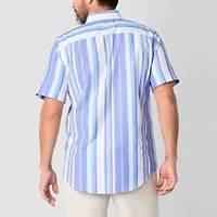 St. John's Bay Performance Oxford Mens Short Sleeve Slim Fit Button-Down Shirt
