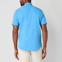 St. John's Bay Performance Mens Short Sleeve Slim Fit Stretch Fabric Button-Down Shirt