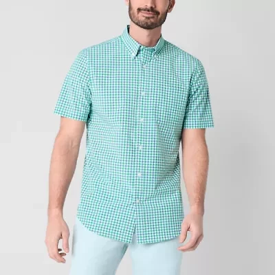 St. John's Bay Performance Mens Short Sleeve Slim Fit Stretch Fabric Button-Down Shirt