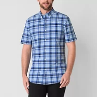 St. John's Bay Performance Mens Short Sleeve Slim Fit Stretch Fabric Button-Down Shirt
