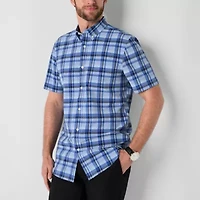 St. John's Bay Performance Mens Short Sleeve Slim Fit Stretch Fabric Button-Down Shirt